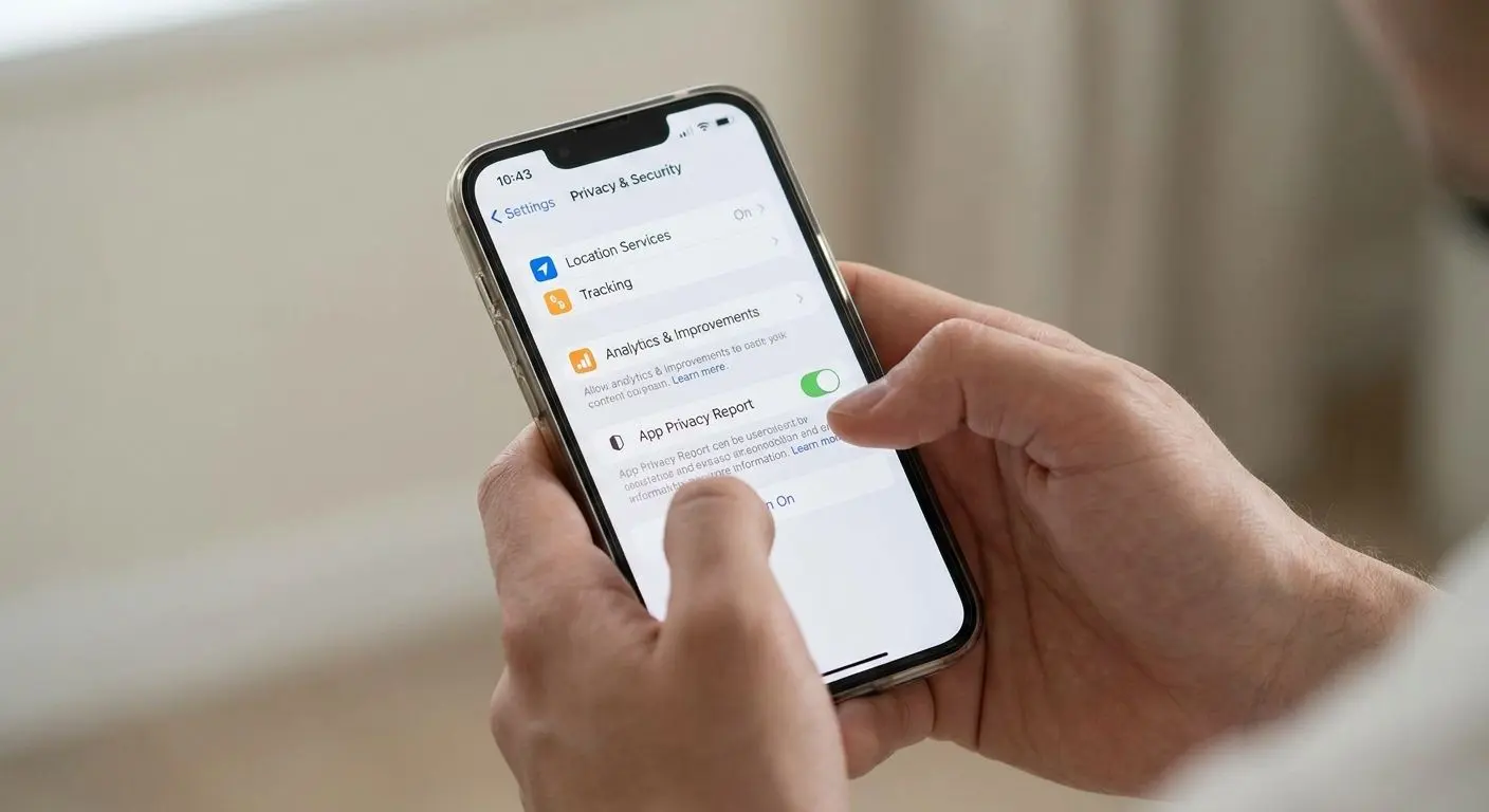 Usuario configurando opciones de seguridad y privacidad en su móvil