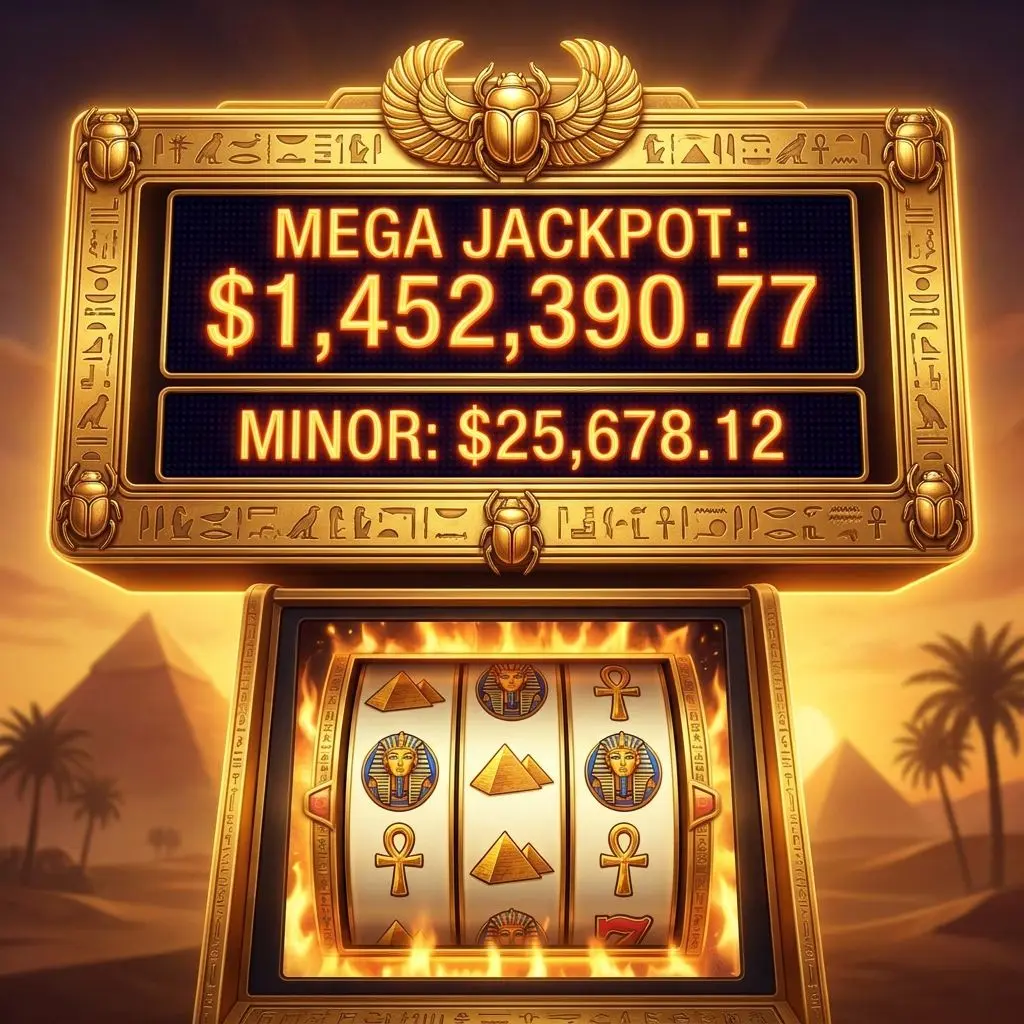 Marcador de jackpot progresivo sobre una tragaperras egipcia