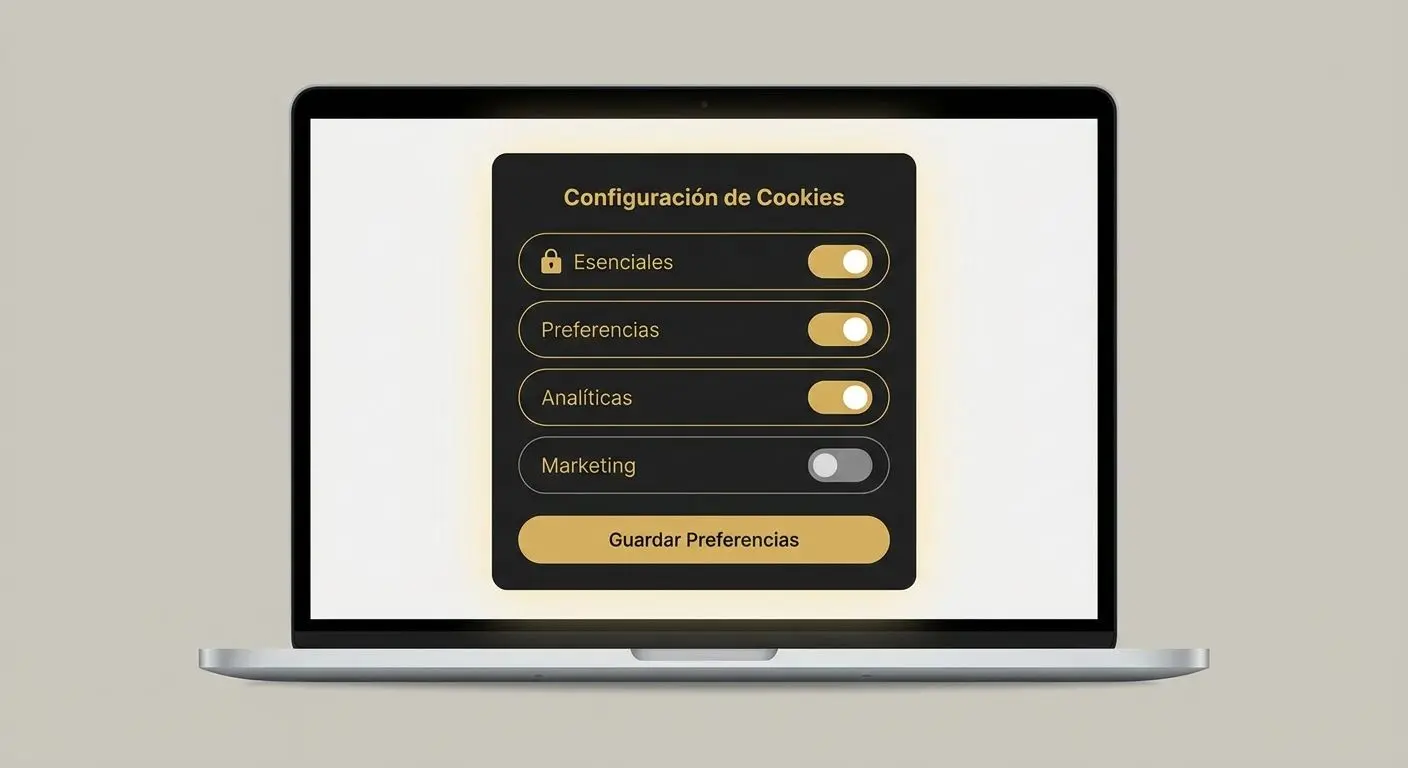 Panel de configuración de cookies de bwin con interruptores por categorías