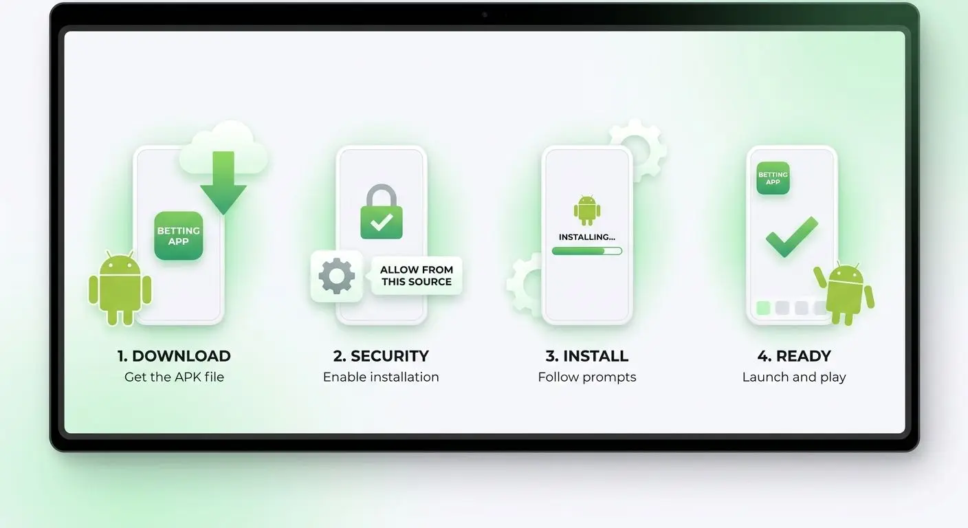Ilustración de pasos básicos para instalar Bwin Móvil en Android