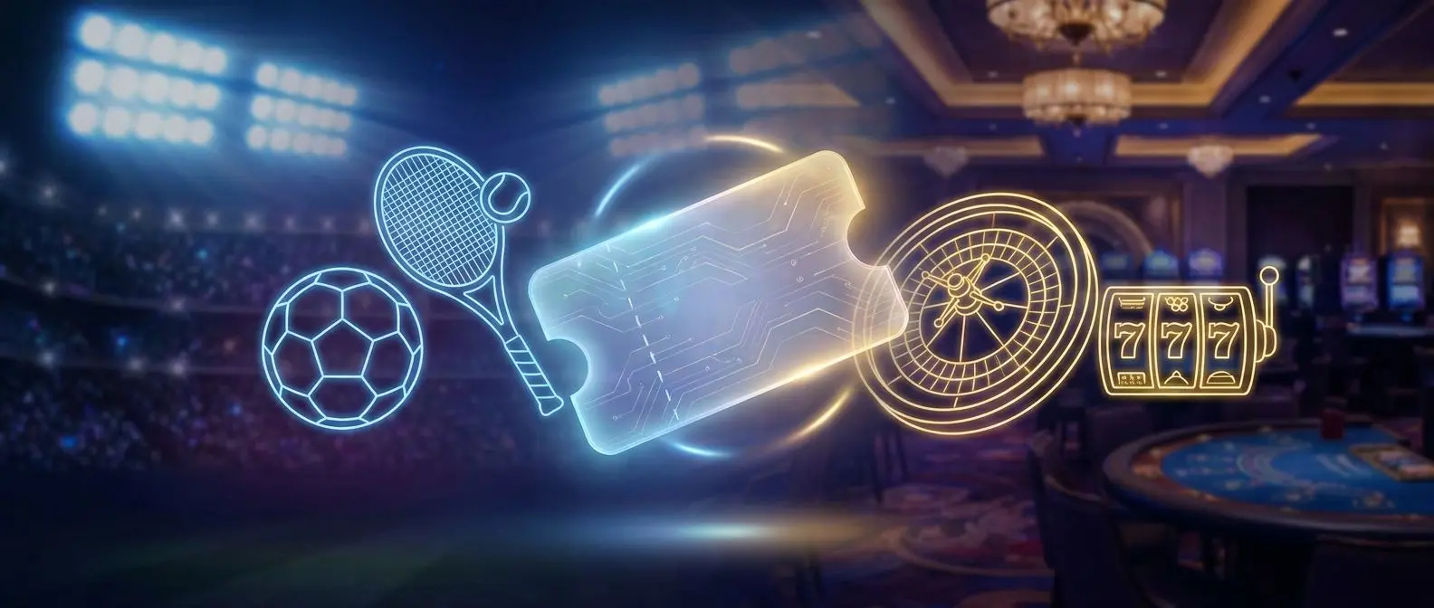 Banner con cupón de código promocional junto a apuestas deportivas y casino
