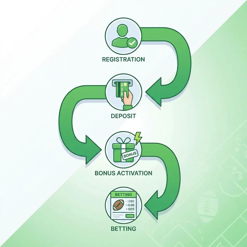 Infografía con pasos para activar el bono de bienvenida Bwin